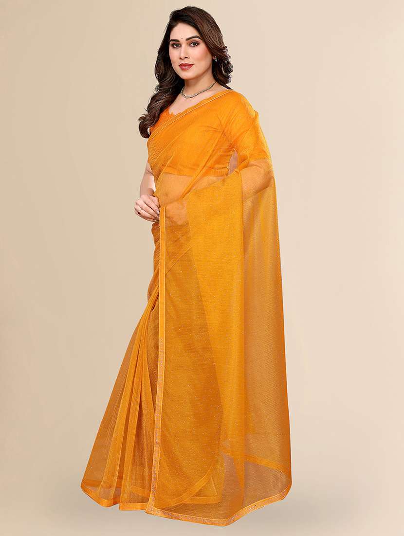 women solid with work embellished saree with blouse - 22048157 -  Standard Image - 1