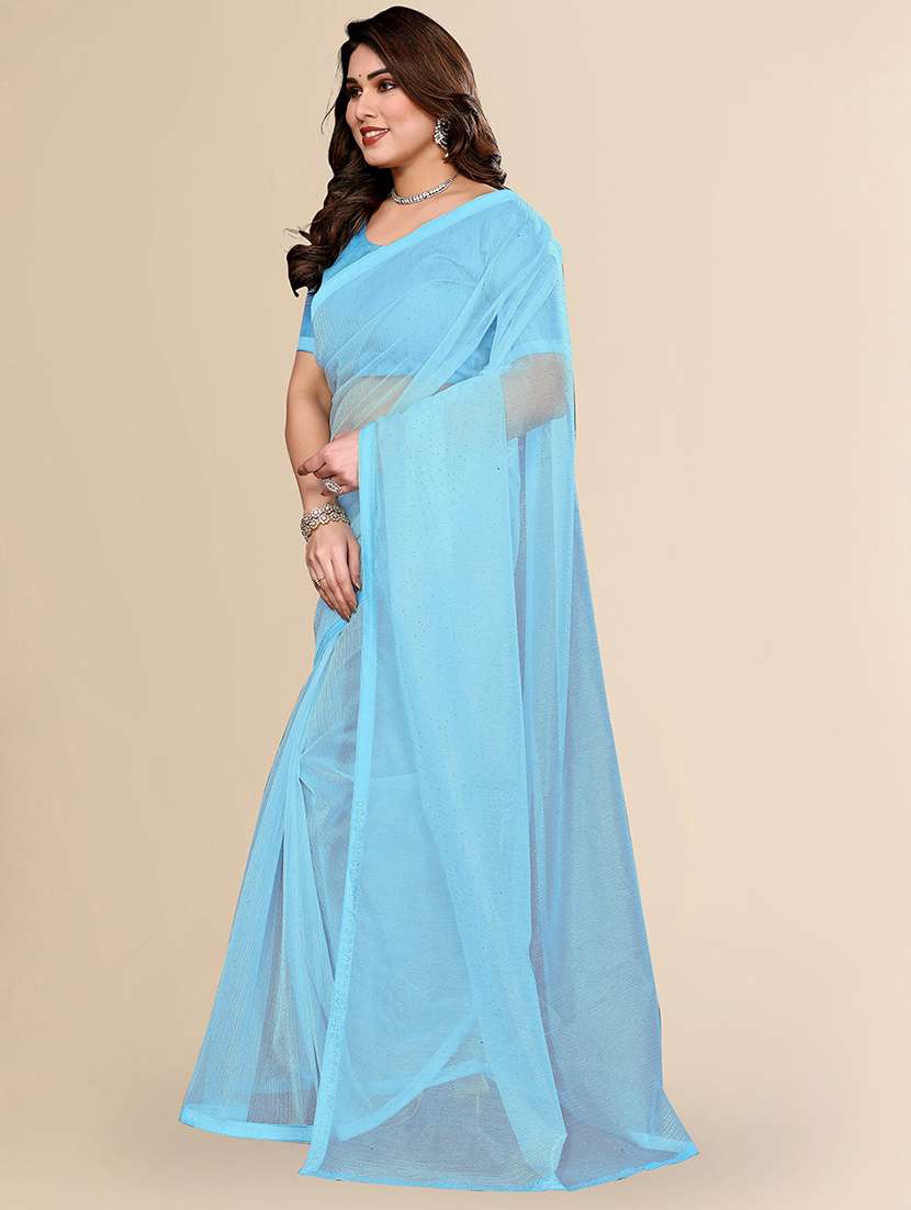 women solid with work embellished saree with blouse - 22048159 -  Standard Image - 1
