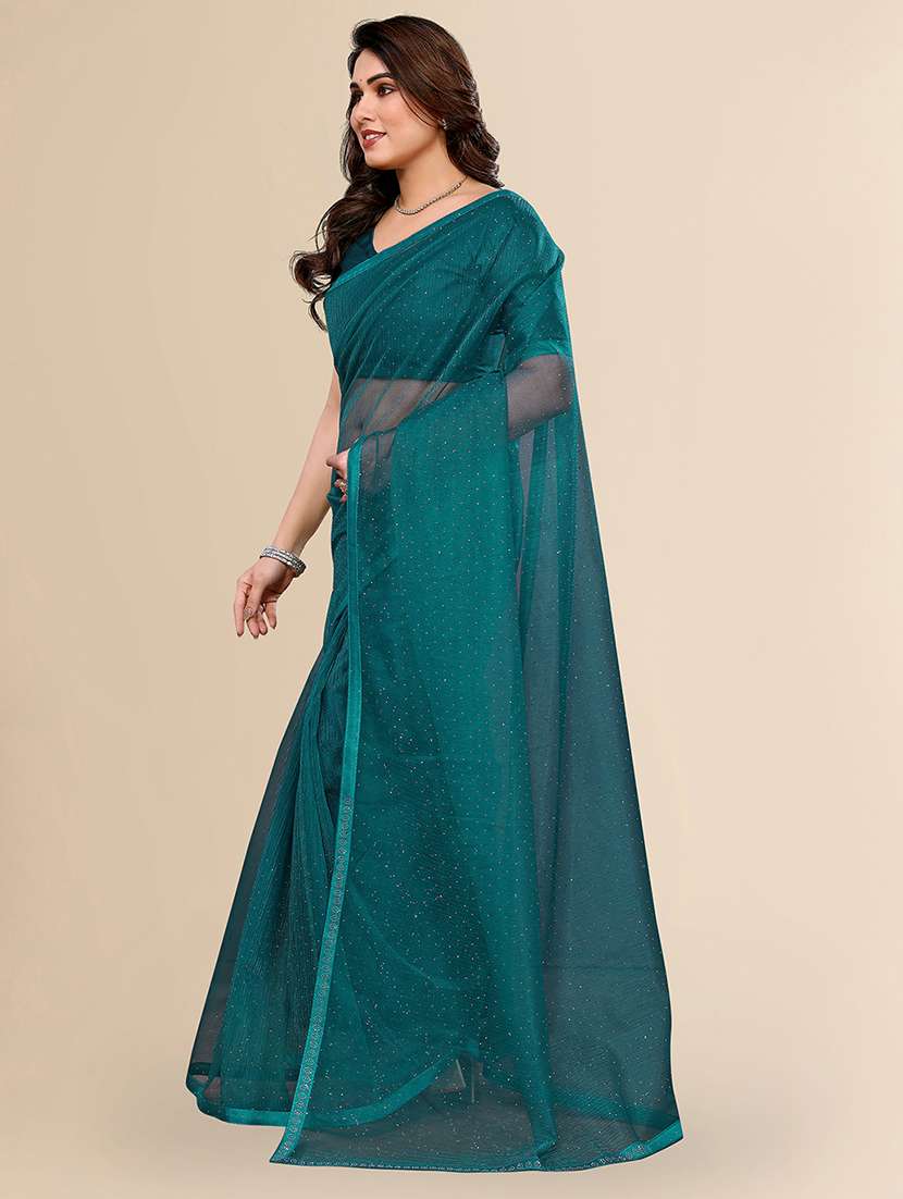 women solid with work embellished saree with blouse - 22048160 -  Standard Image - 1