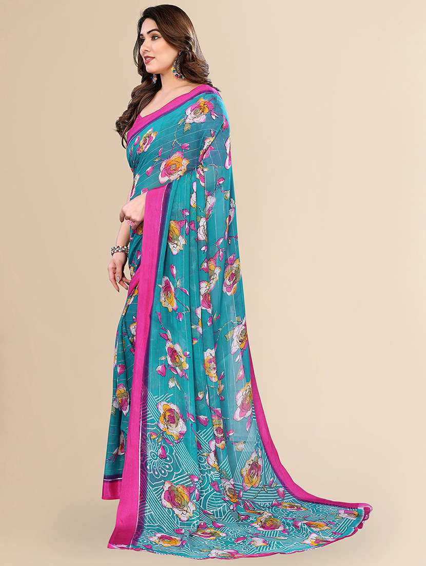 women printed casual wear saree with blouse - 22048176 -  Standard Image - 1