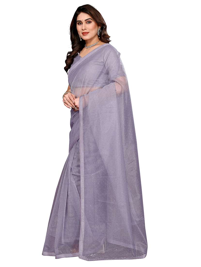 women solid with work embellished saree with blouse - 22048182 -  Standard Image - 1