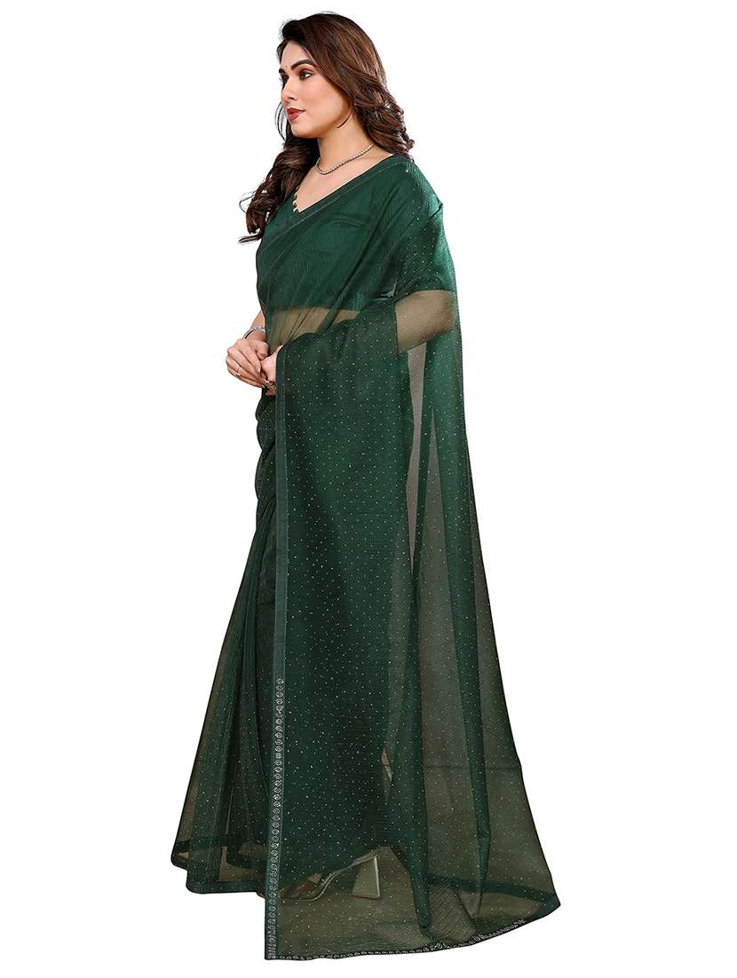 women solid with work embellished saree with blouse - 22048185 -  Standard Image - 1