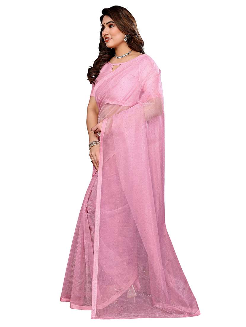 women solid with work embellished saree with blouse - 22048186 -  Standard Image - 1