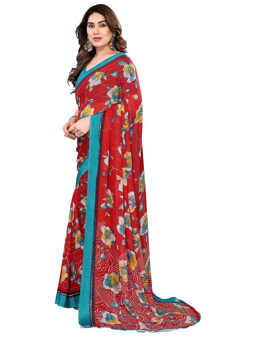 women printed casual wear saree with blouse - 22048193 -  Standard Image - 1