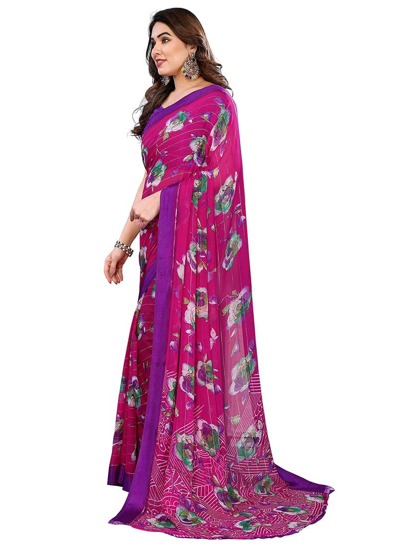 women printed casual wear saree with blouse - 22048195 -  Standard Image - 1