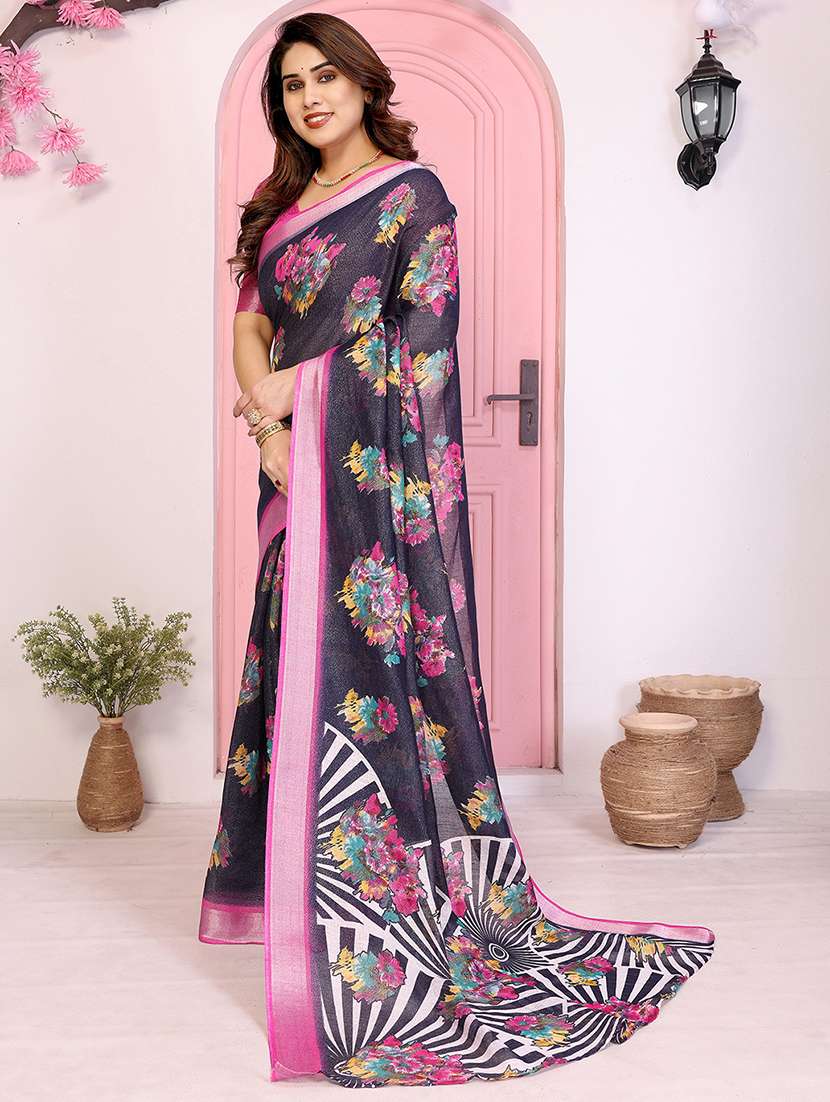 women floral printed saree with blouse - 22048203 -  Standard Image - 1