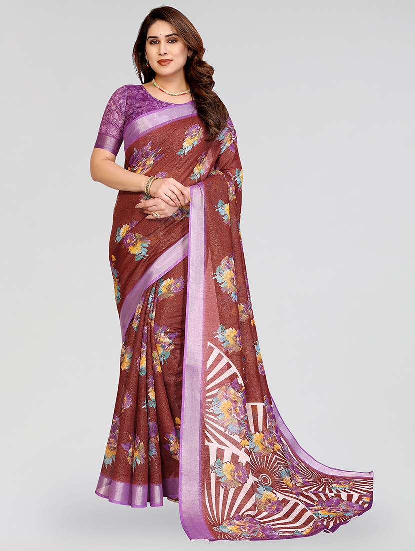 women floral printed saree with blouse - 22048211 -  Standard Image - 1