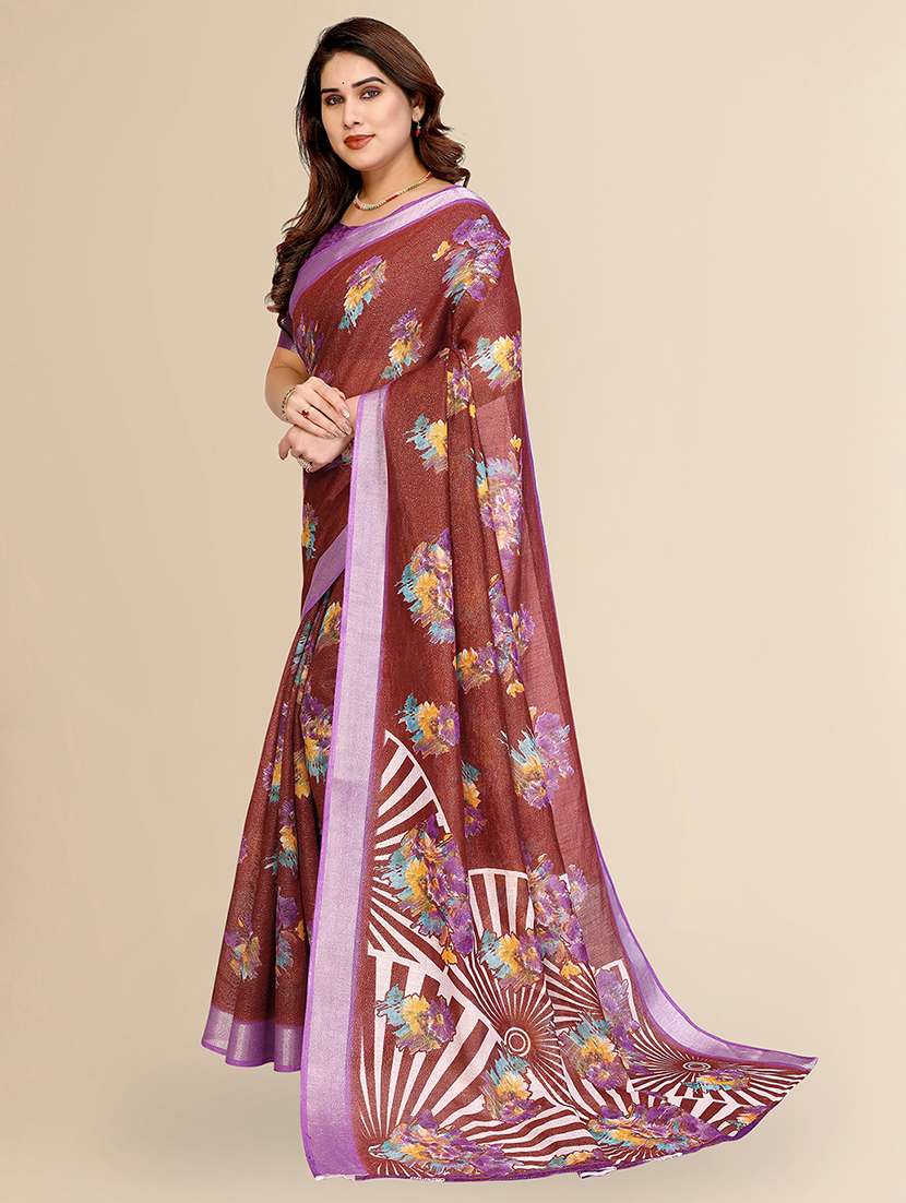 women floral printed saree with blouse - 22048217 -  Standard Image - 1