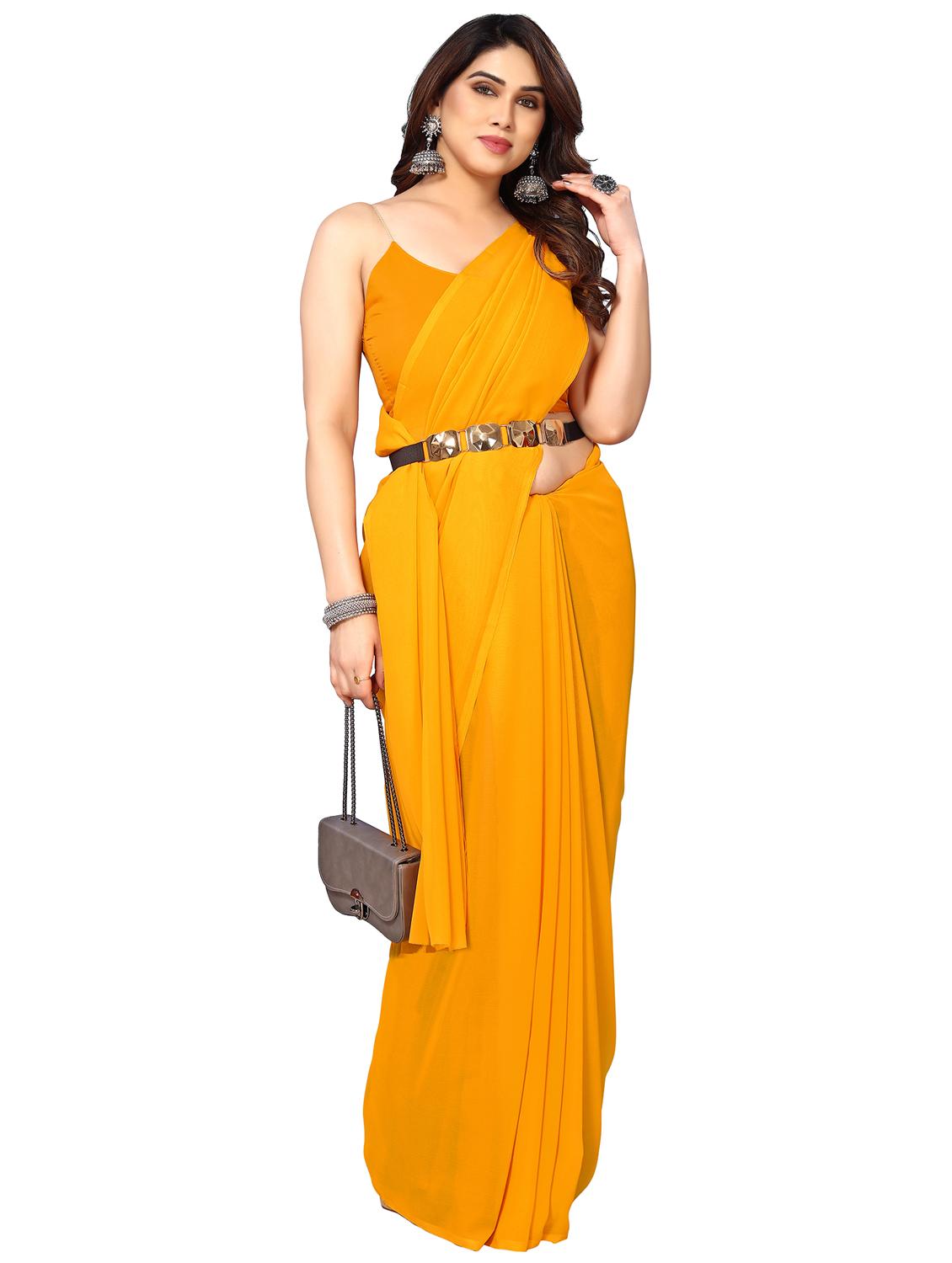 women solid plain saree with blouse - 22048250 - Standard Image - 1