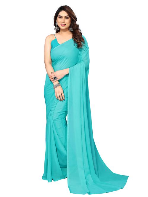 women solid plain saree with blouse - 22048252 - Standard Image - 0