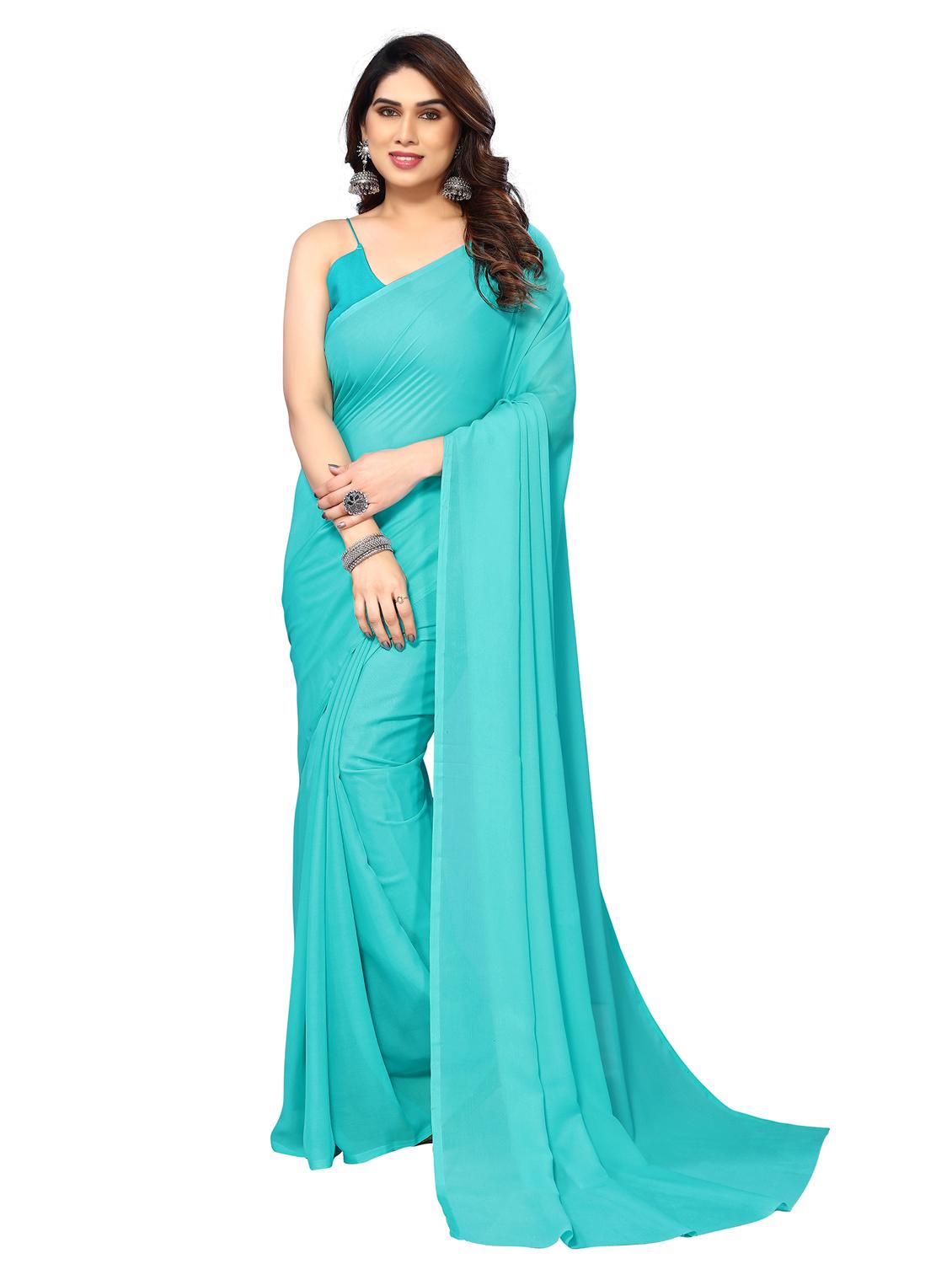 women solid plain saree with blouse - 22048252 - Zoom Image - 0