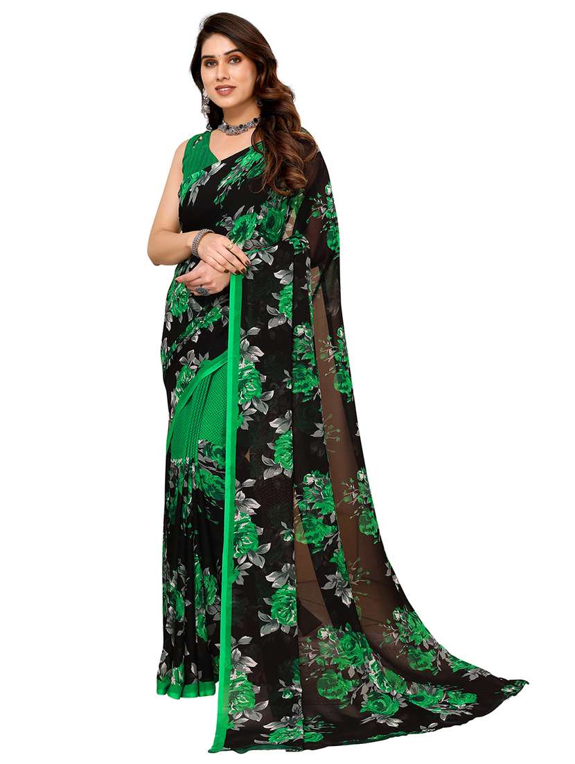 women printed casual wear saree with blouse