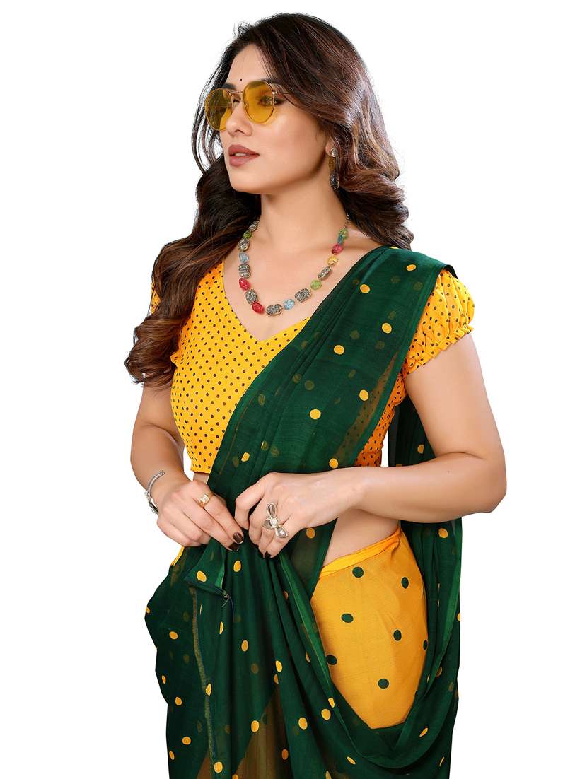 women printed casual wear saree with blouse - 22048280 -  Standard Image - 4
