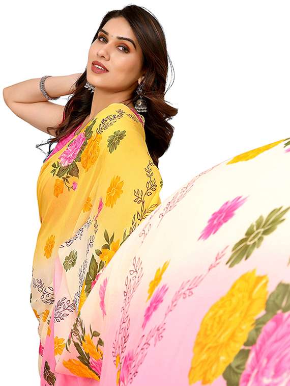 women printed casual wear saree with blouse - 22048284 -  Standard Image - 4