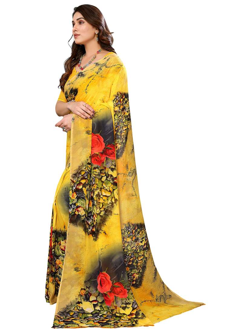 women printed casual wear saree with blouse - 22048286 -  Standard Image - 1
