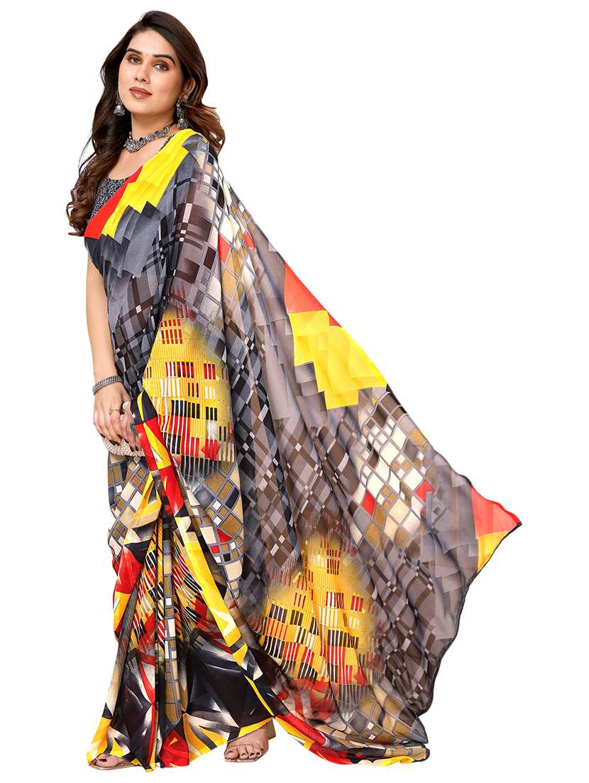 women printed casual wear saree with blouse - 22048288 -  Standard Image - 1