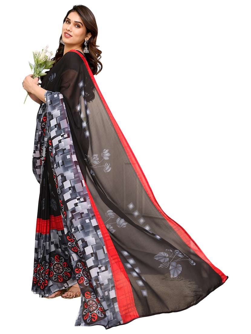 women printed casual wear saree with blouse - 22048291 -  Standard Image - 1