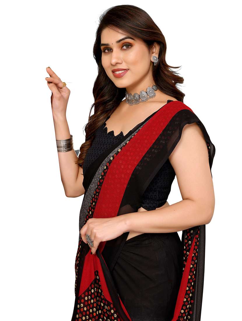 women printed casual wear saree with blouse - 22048298 -  Standard Image - 4