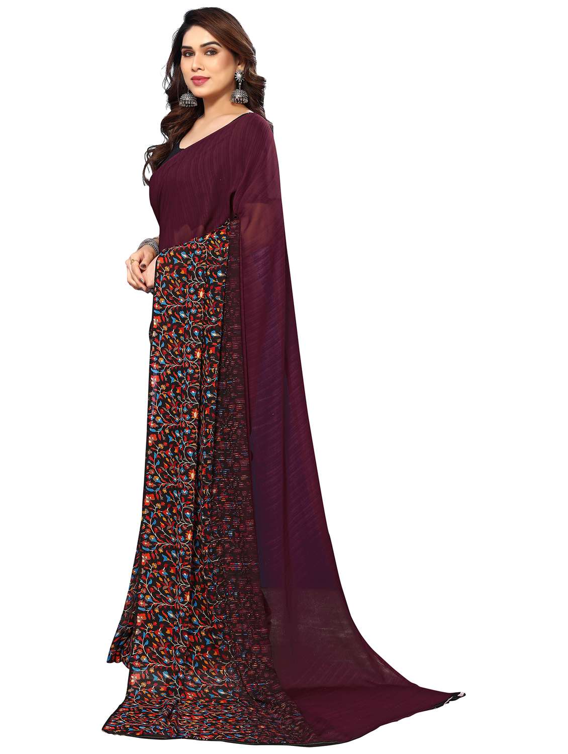 women printed casual wear saree with blouse - 22048305 -  Standard Image - 1