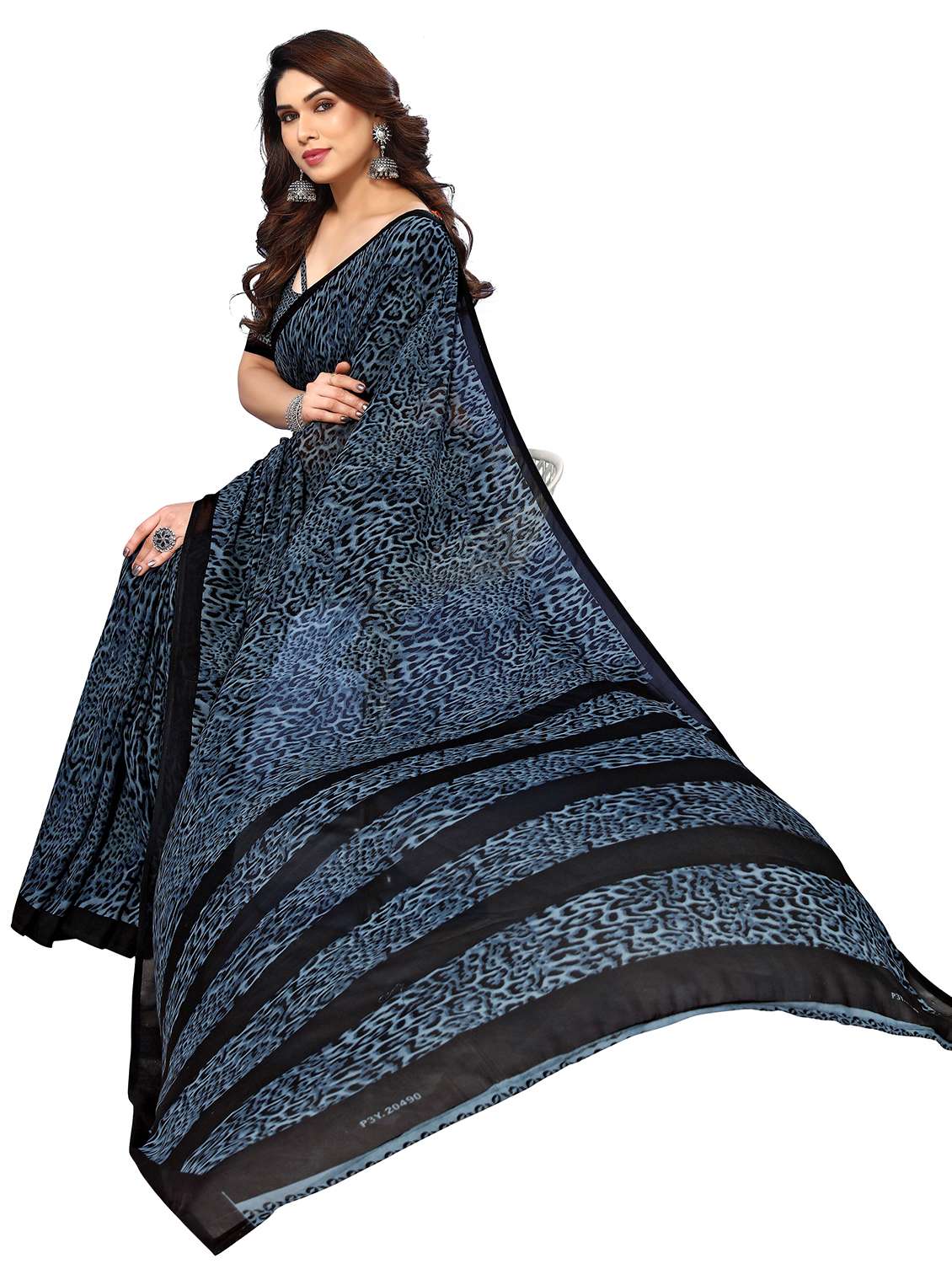 women printed casual wear saree with blouse - 22048307 -  Standard Image - 1