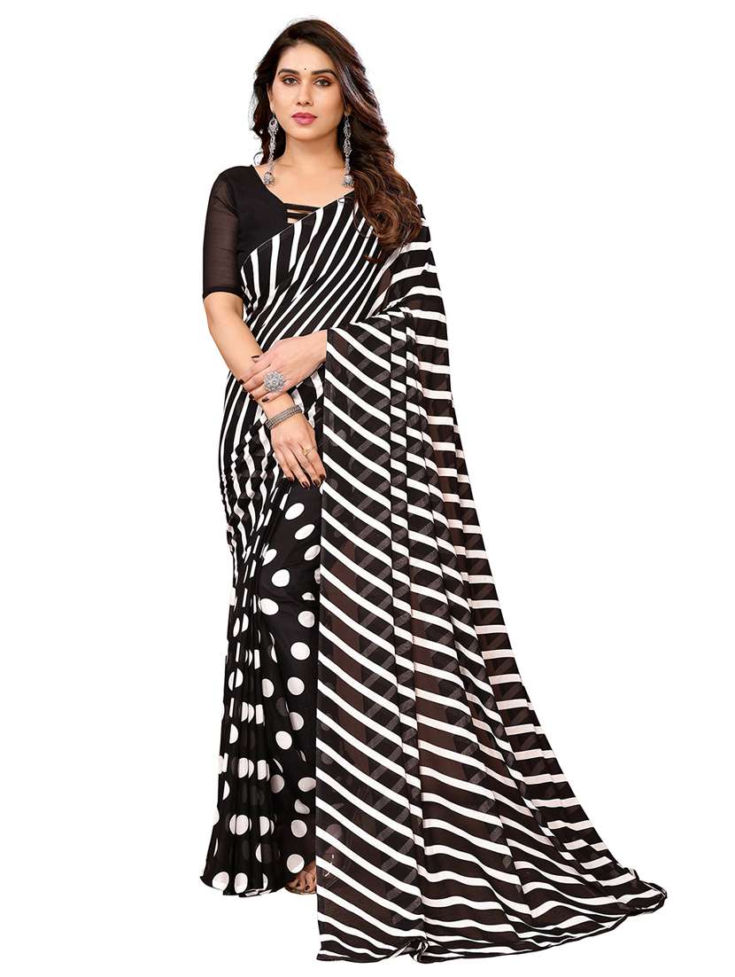women printed casual wear saree with blouse