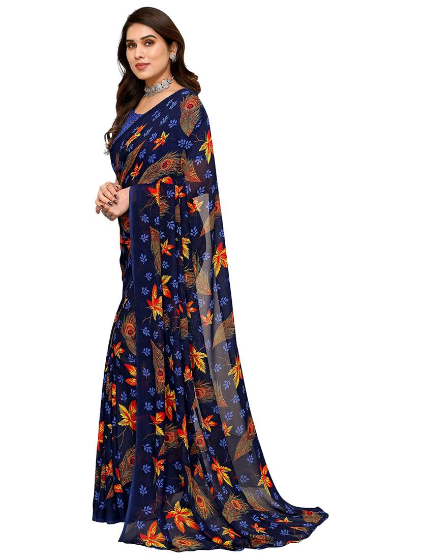 women printed casual wear saree with blouse - 22048311 -  Standard Image - 1