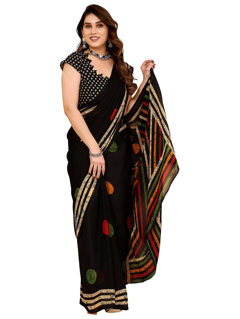 women printed casual wear saree with blouse - 22048313 -  Standard Image - 1