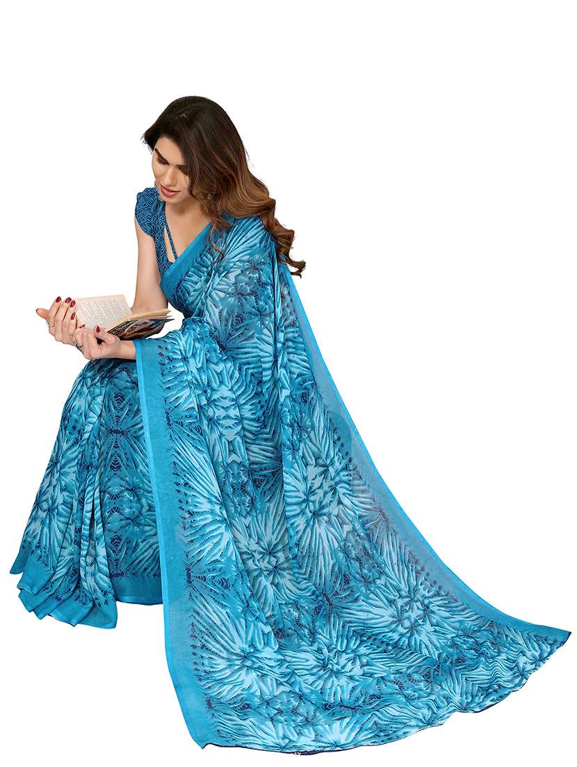 women printed casual wear saree with blouse - 22048320 -  Standard Image - 1