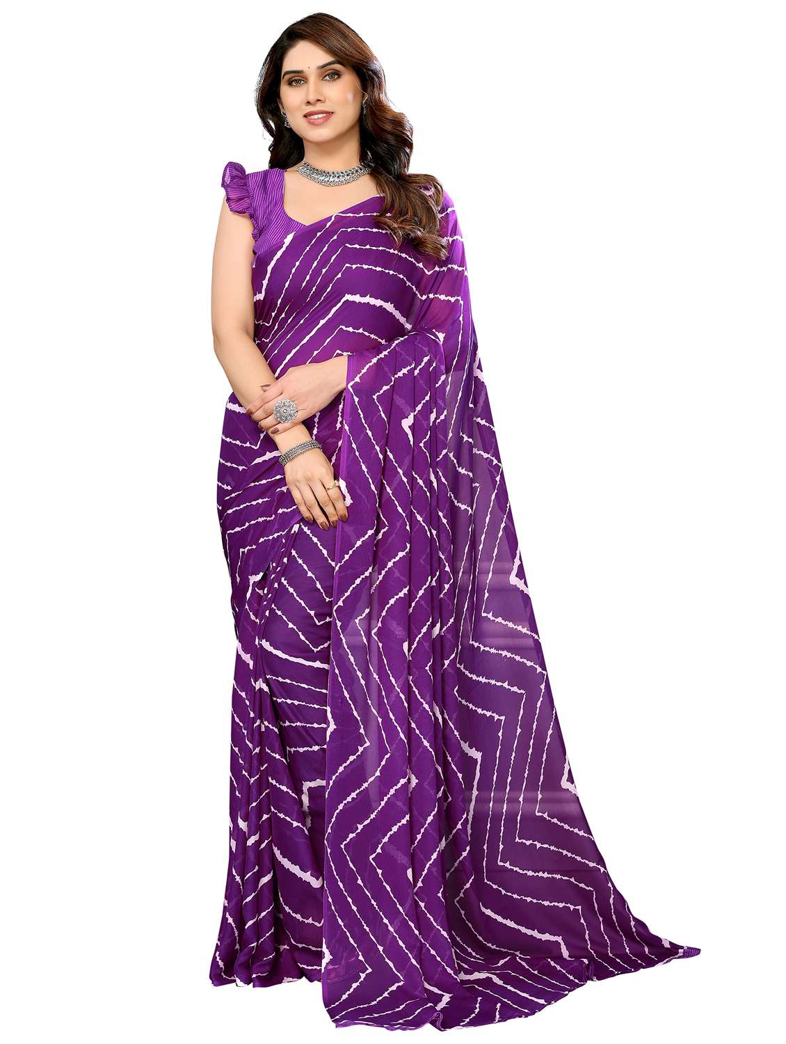 women printed casual wear saree with blouse