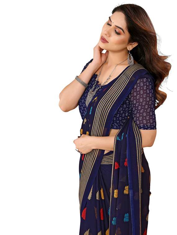 women printed casual wear saree with blouse - 22048351 -  Standard Image - 4