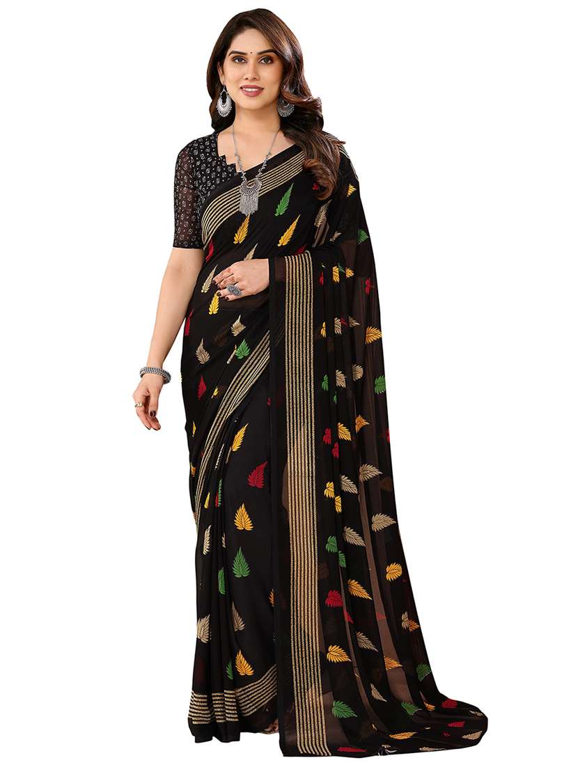 women printed casual wear saree with blouse