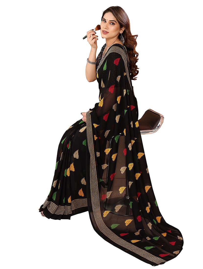 women printed casual wear saree with blouse - 22048352 -  Standard Image - 1