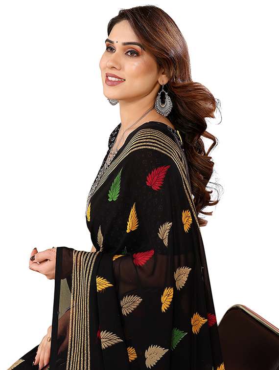 women printed casual wear saree with blouse - 22048352 -  Standard Image - 4