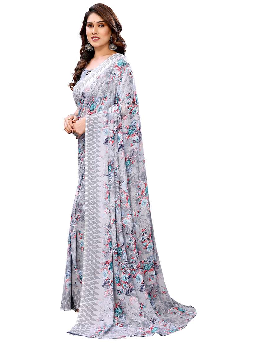 women printed casual wear saree with blouse - 22048353 -  Standard Image - 1