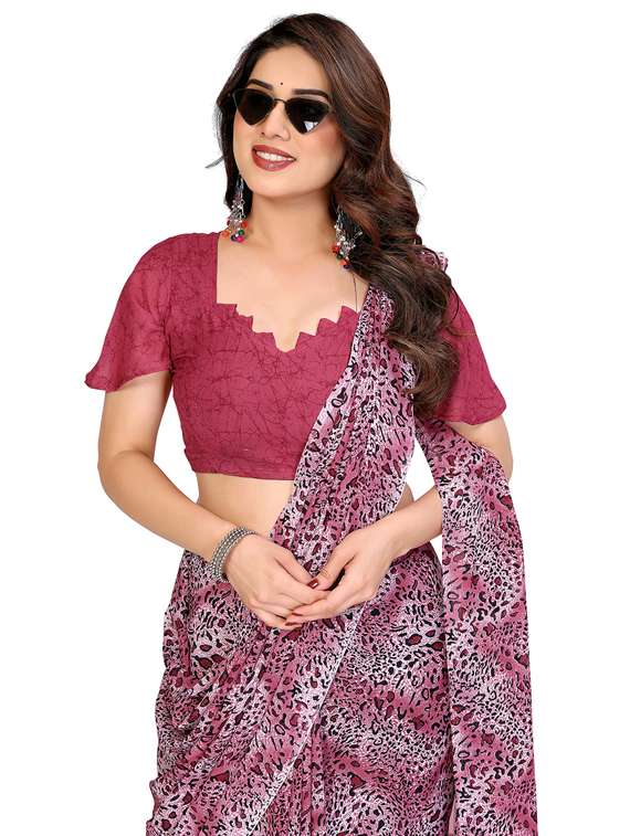 women printed casual wear saree with blouse - 22048369 -  Standard Image - 4