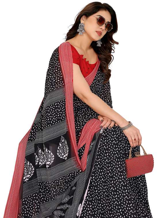 women printed casual wear saree with blouse - 22048403 -  Standard Image - 4