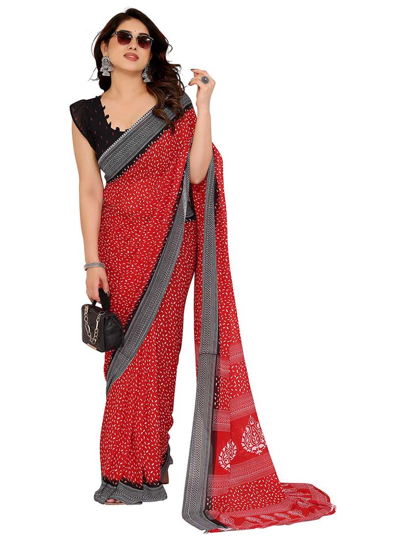 women printed casual wear saree with blouse - 22048404 -  Standard Image - 1