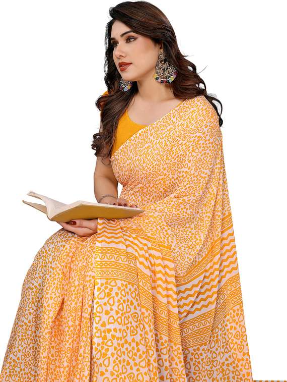 women printed casual wear saree with blouse - 22048436 -  Standard Image - 4