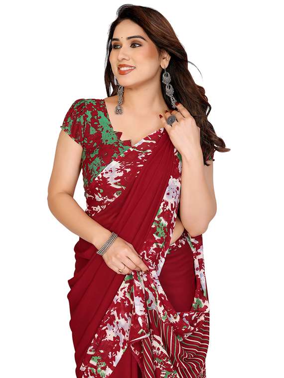 women printed casual wear saree with blouse - 22048444 -  Standard Image - 4
