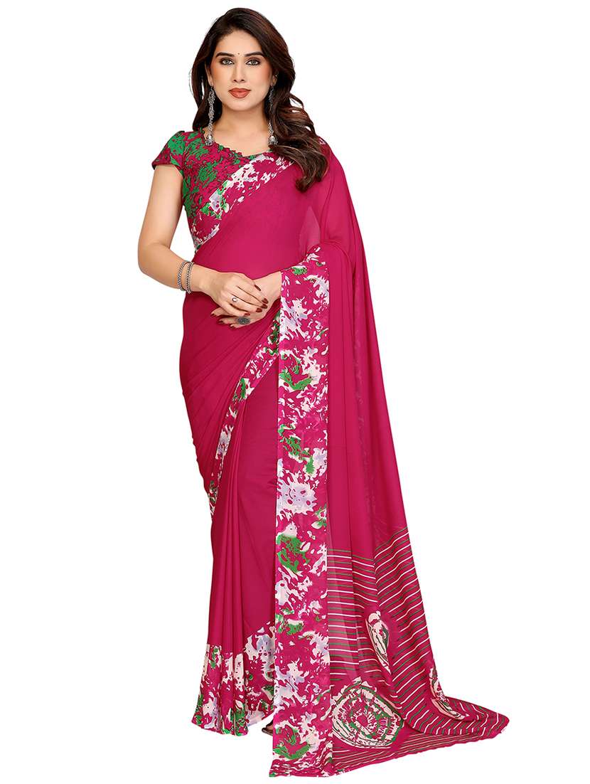women printed casual wear saree with blouse