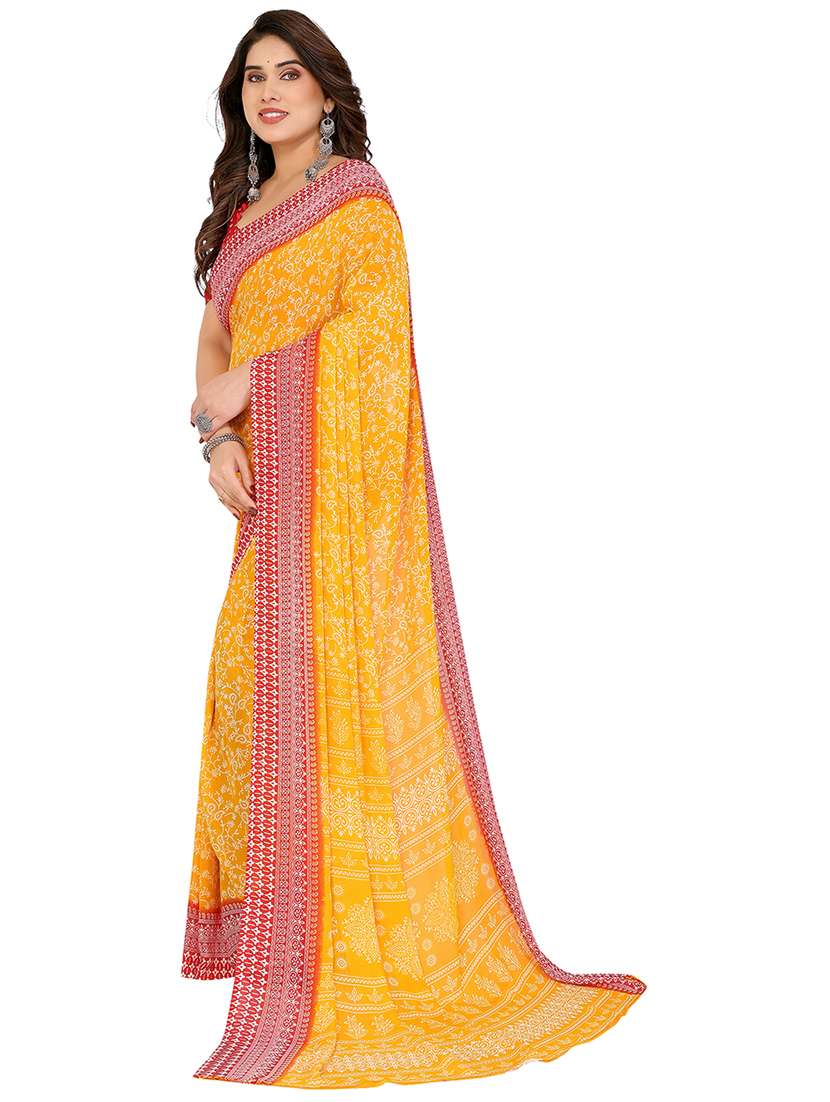 women printed casual wear saree with blouse - 22048460 -  Standard Image - 1