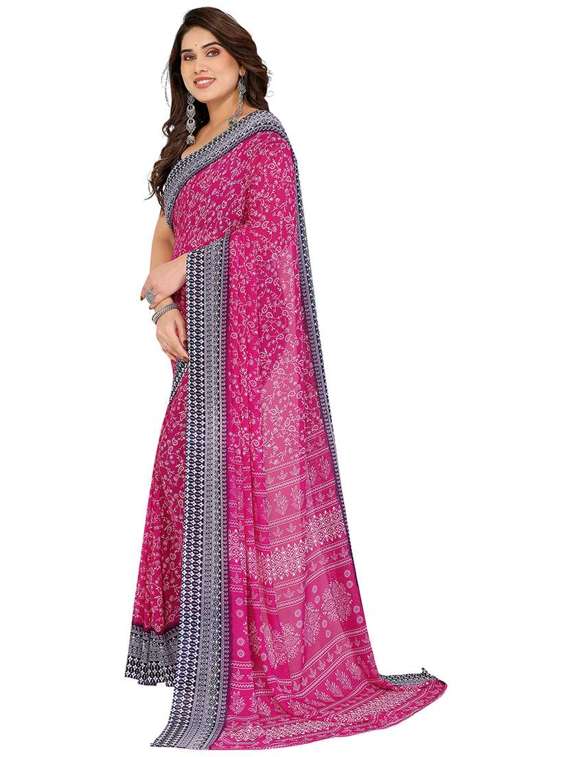women printed casual wear saree with blouse - 22048461 -  Standard Image - 1