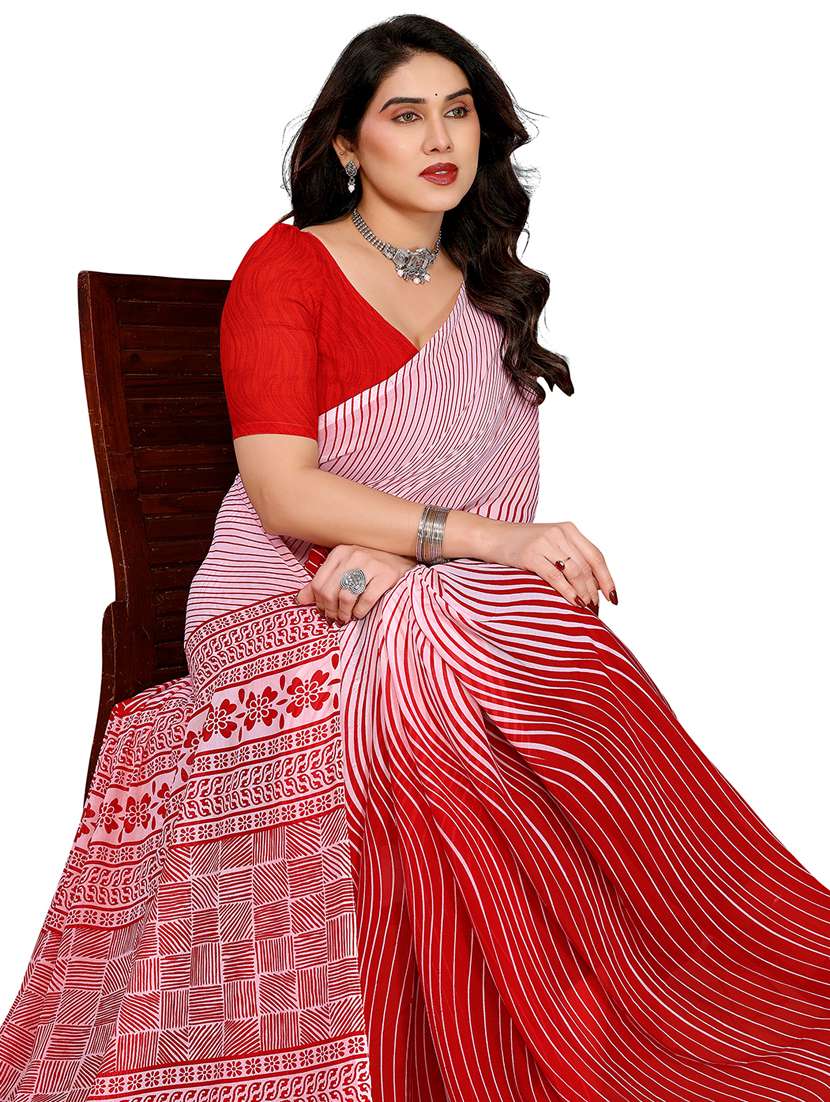 women printed casual wear saree with blouse - 22048463 -  Standard Image - 4