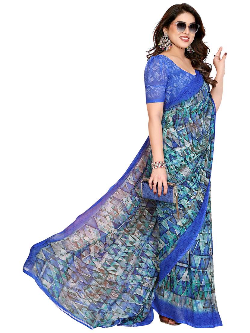 women printed casual wear saree with blouse - 22048467 -  Standard Image - 1