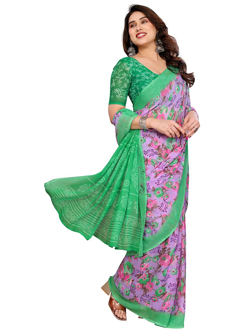 women printed casual wear saree with blouse - 22048487 - Standard Image - 1