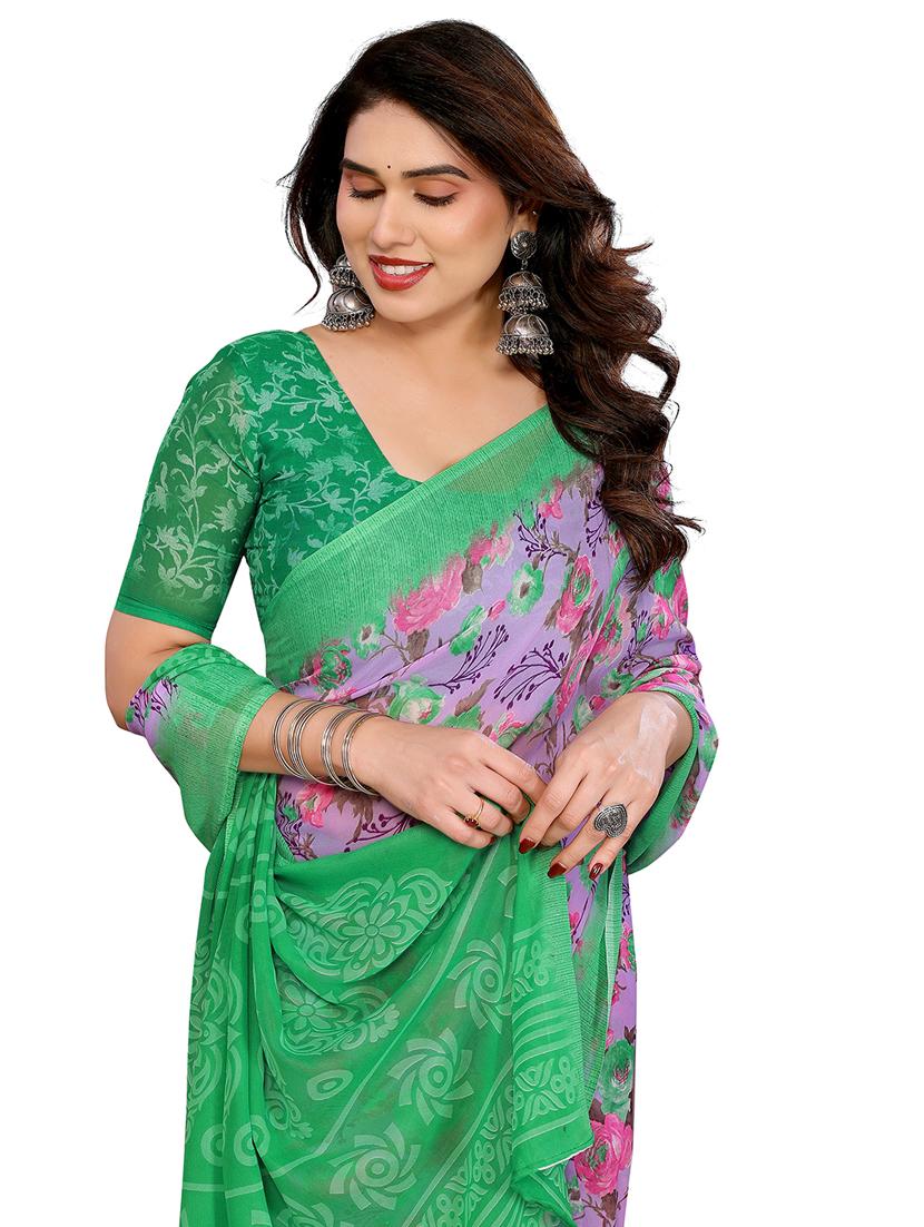women printed casual wear saree with blouse - 22048487 - Standard Image - 4