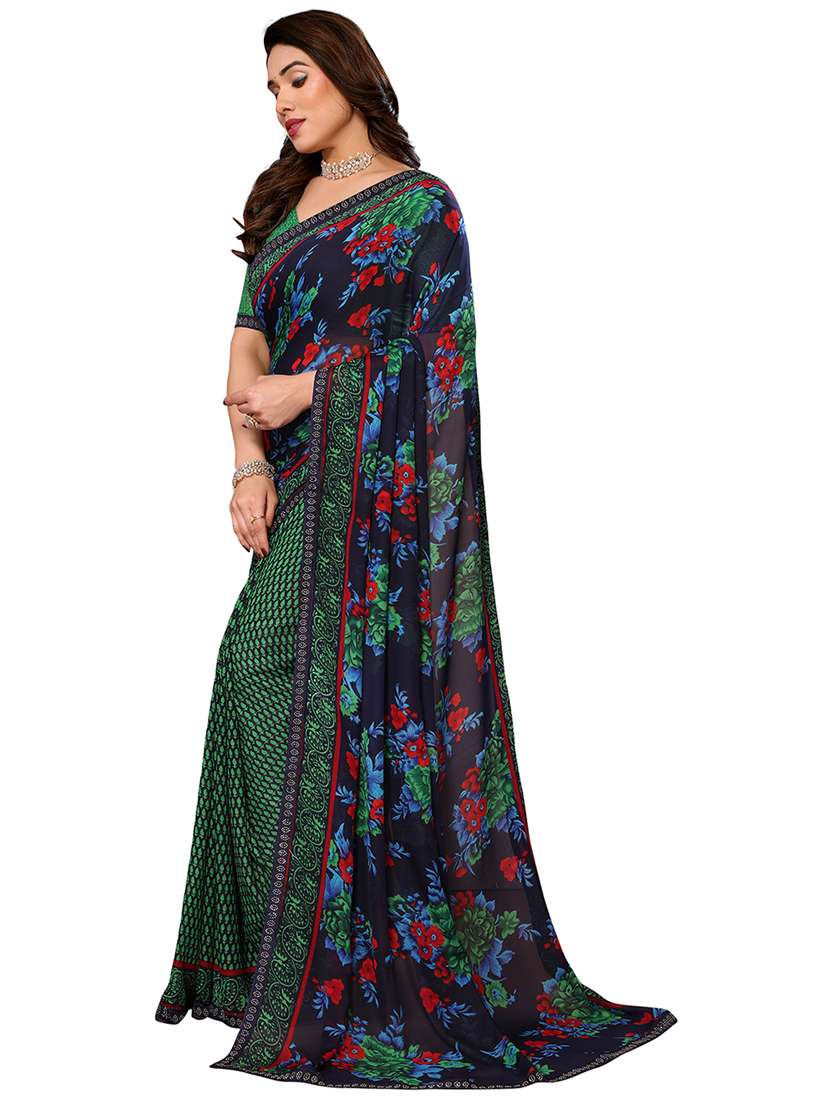 women printed casual wear saree with blouse - 22048495 - Standard Image - 1