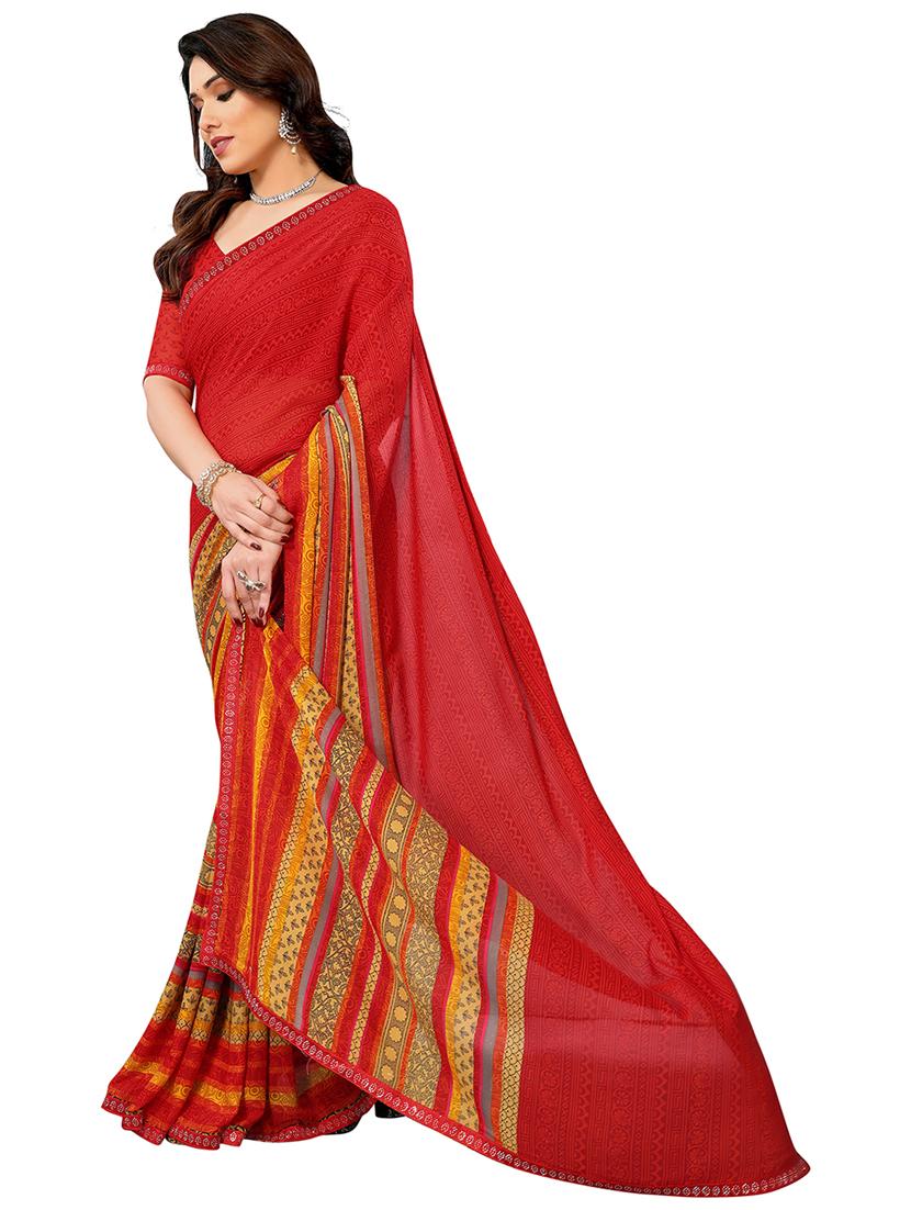 women printed casual wear saree with blouse - 22048497 - Standard Image - 1