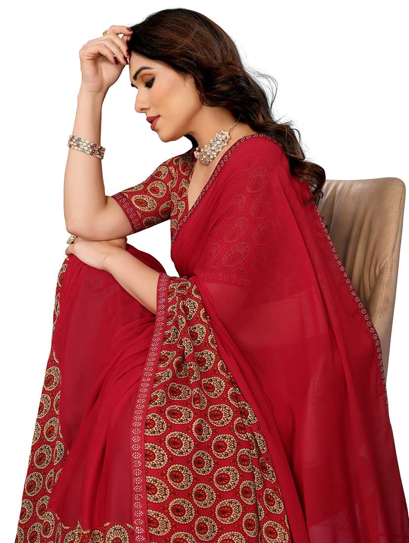 women printed casual wear saree with blouse - 22048505 - Standard Image - 4