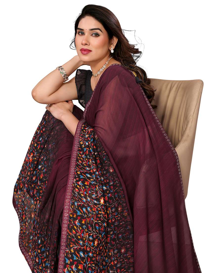 women printed casual wear saree with blouse - 22048510 -  Standard Image - 4